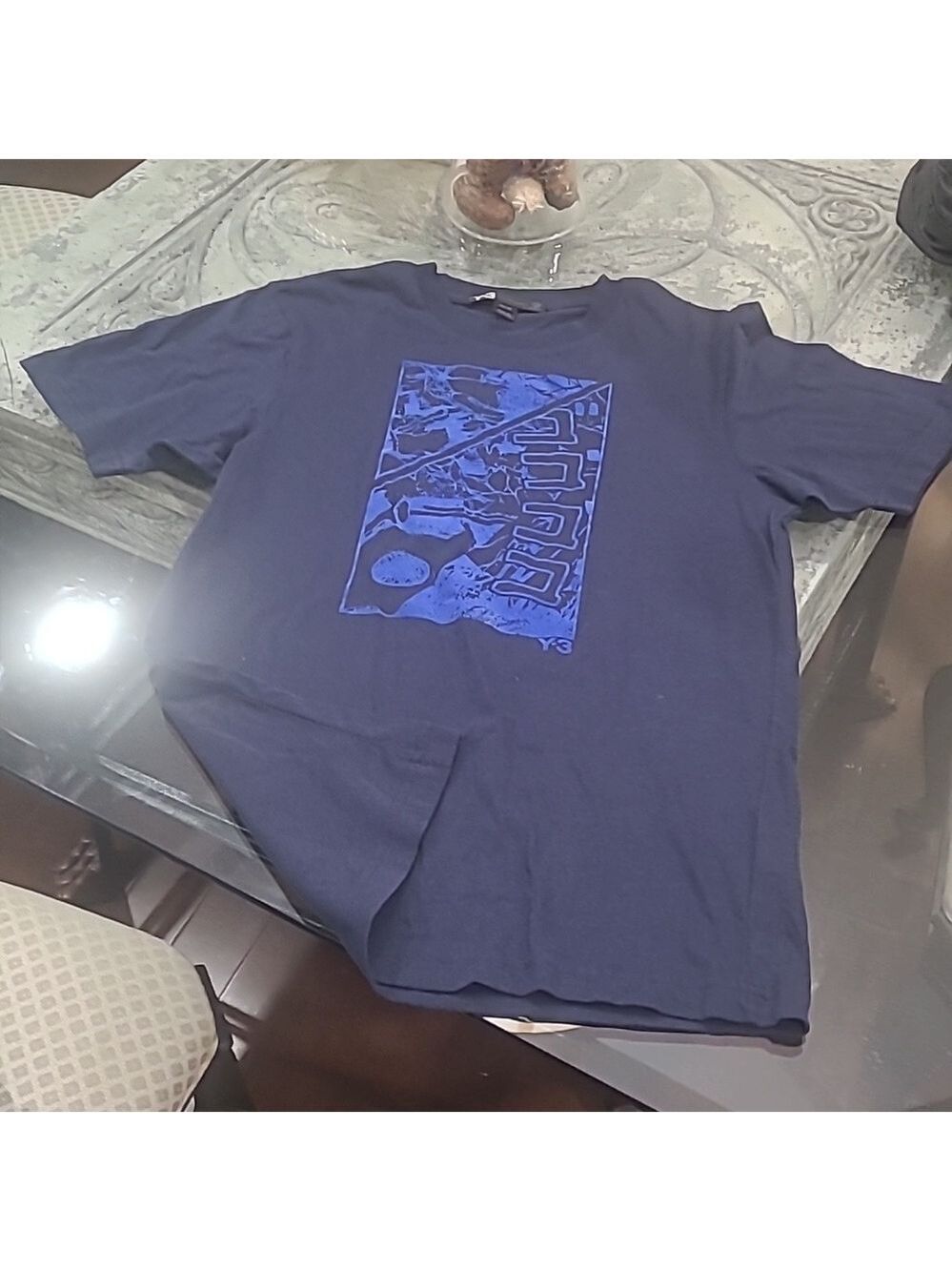 Y-3 YOHJI YAMAMOTO NAVY SHORT SLEEVE SHIRT XS LIKE NEW